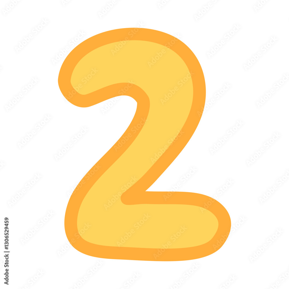 Cartoon Number 2, Playful Numeric Set, Kids Friendly Digits Cartoon Number 2, Playful Numeric Set, Kids Friendly Digits