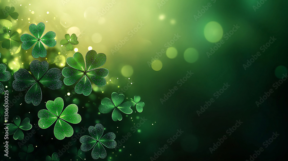 Vibrant digital illustration of shamrocks perfect for St. Patrick's Day celebrations, card design, or festive decorations with ample copy space. Vibrant digital illustration of shamrocks perfect for St. Patrick's Day celebrations, card design, or festive decorations with ample copy space.
