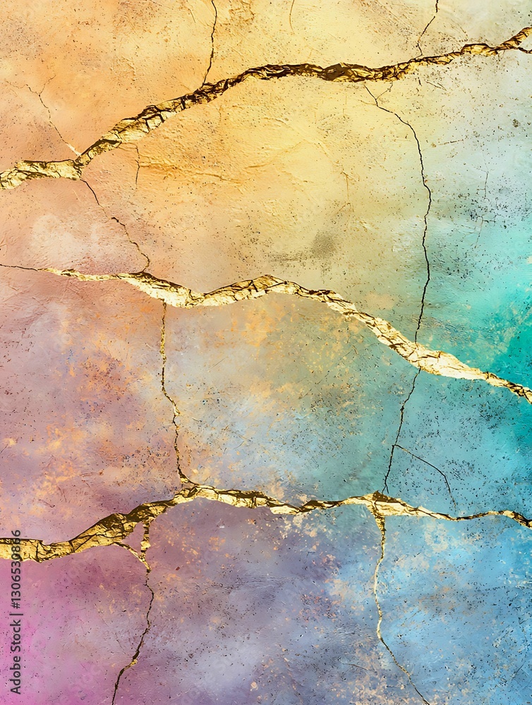 Fototapeta premium cracked wall with a colorful gradient background