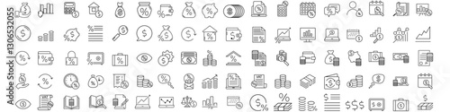 Taxes and accounting line icons vector set. Finance and interest illustration sign collection. Money logo.