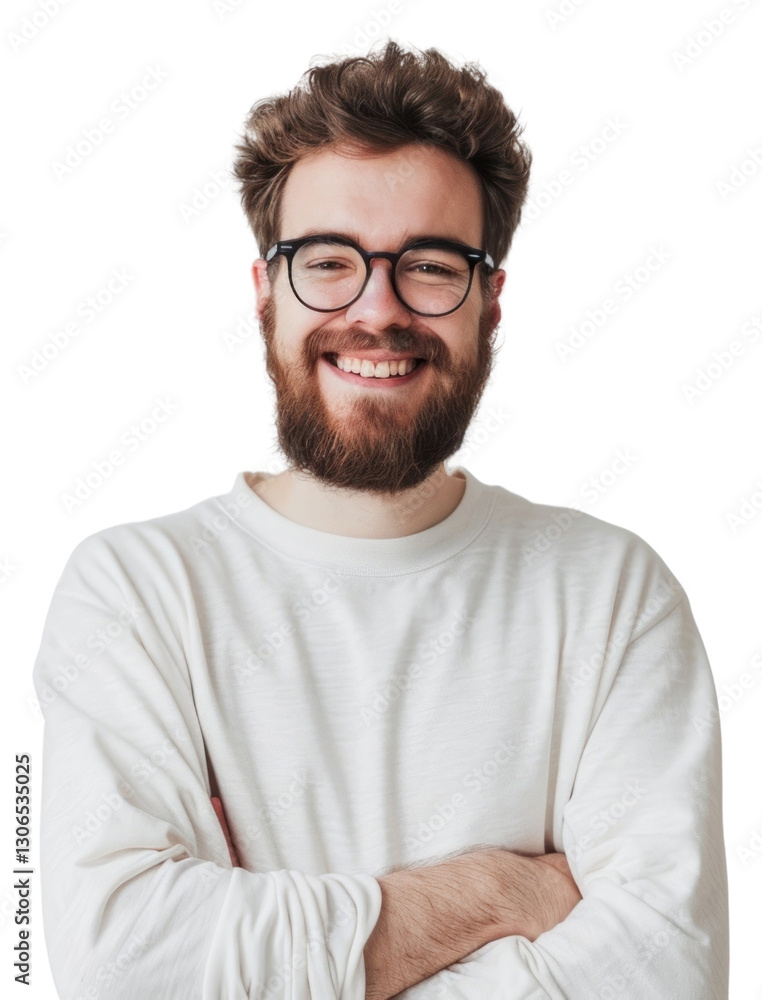Fototapeta premium PNG Smiling man with glasses beard