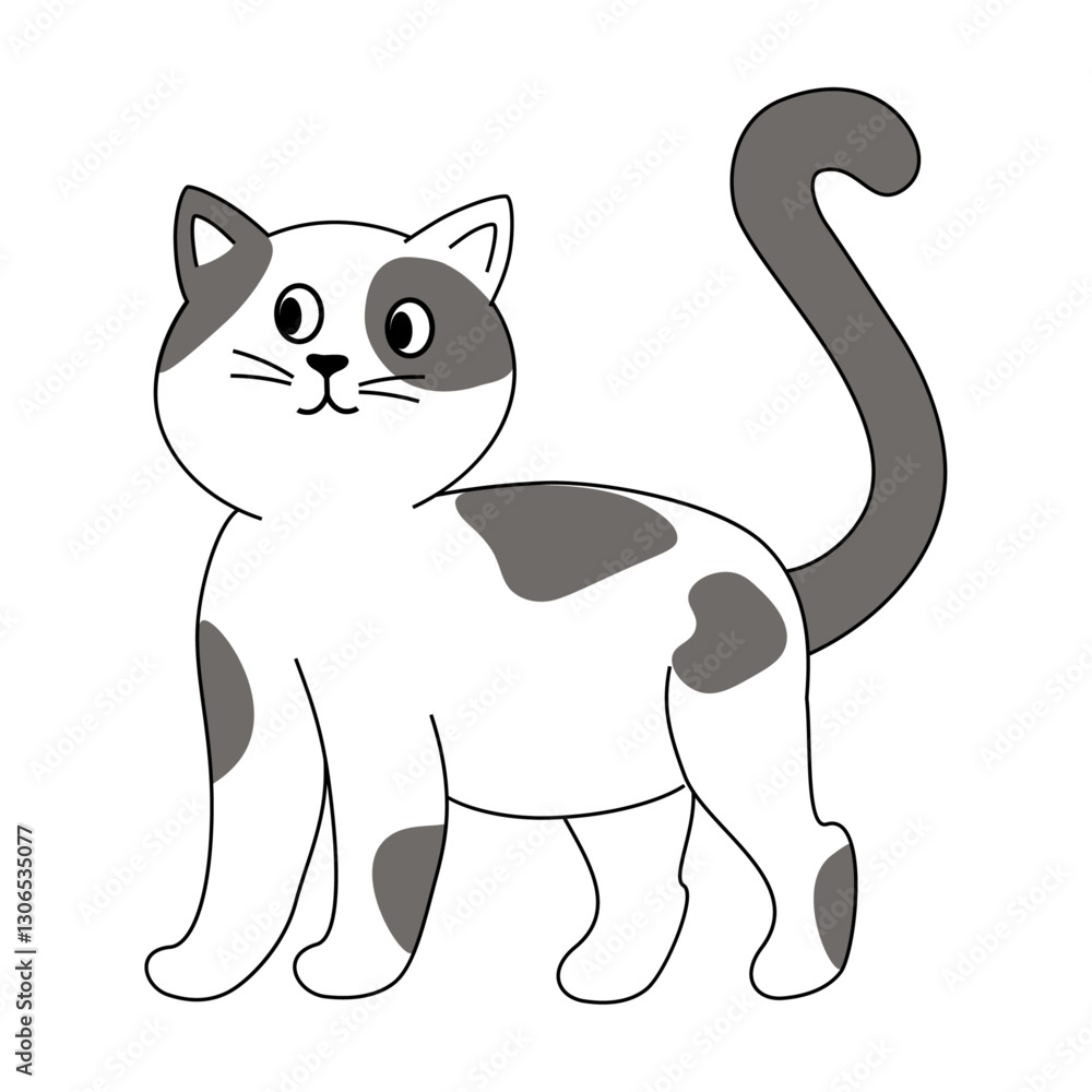 Cartoon spotted cat hand drawn vector illustration Cartoon spotted cat hand drawn vector illustration