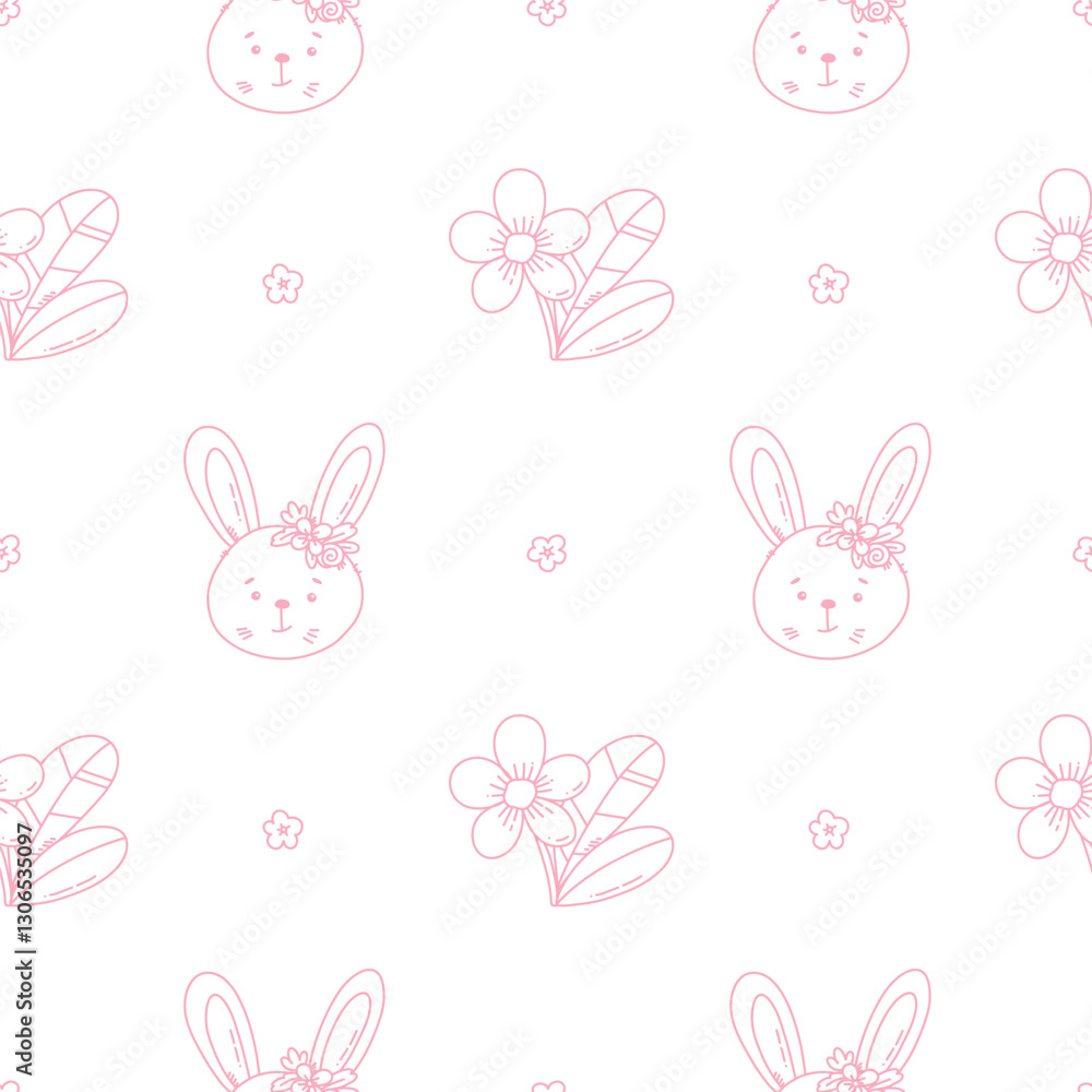 seamless pattern with bunnies and flower seamless pattern with bunnies and flower