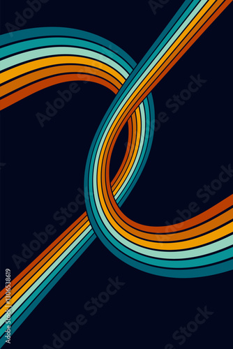 Vintage striped backgrounds, posters, banner samples retro colors 1970s 1900s 70s 80s 90s. Retro vintage style 70s striped background poster lines. Shapes vector design graphic 1980s.