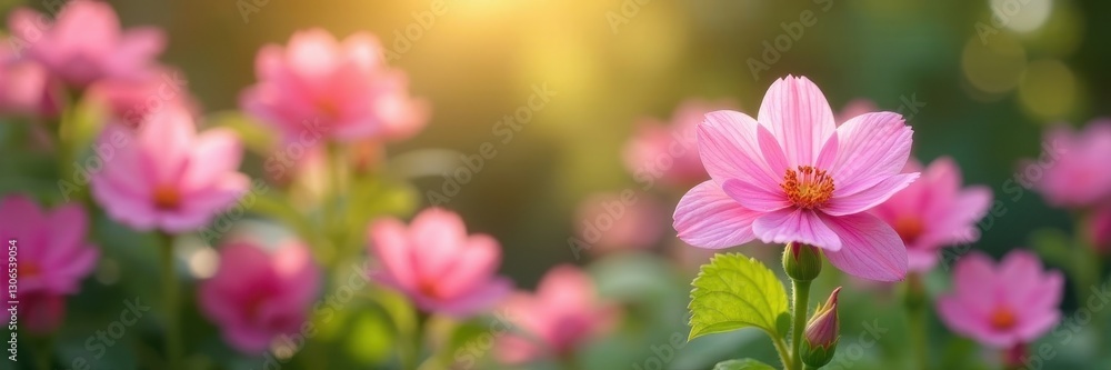 Delicate pink flowers, blurred garden backdrop , garden, blurry, bokeh Delicate pink flowers, blurred garden backdrop , garden, blurry, bokeh