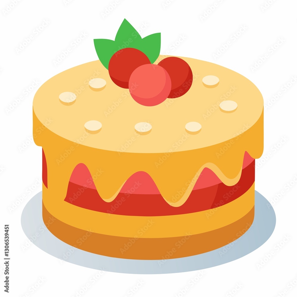 piece of cake with cherry illustration on white background. piece of cake with cherry illustration on white background.