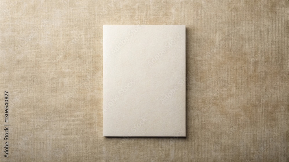 Fototapeta premium Blank Cream-Colored Rectangle on Textured Fabric Background Perfect for Mockups and Design Presentations