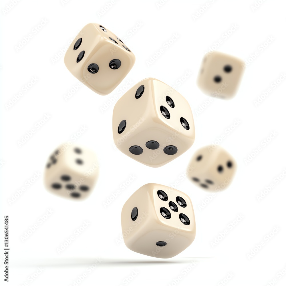 Flying dice in mid-air, white isolated background. Flying dice in mid-air, white isolated background.