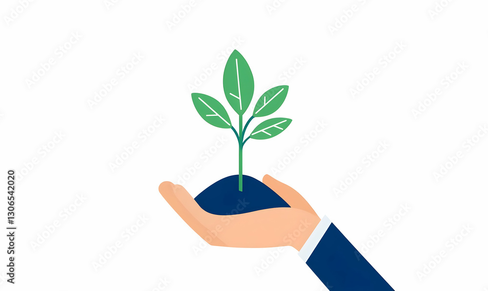 Hands Nurturing a Small Green Plant Growing in Dark Soil Concept Hands Nurturing a Small Green Plant Growing in Dark Soil Concept