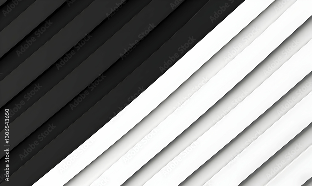Fototapeta premium Abstract Black and White Stripes Background with Curved Lines Design