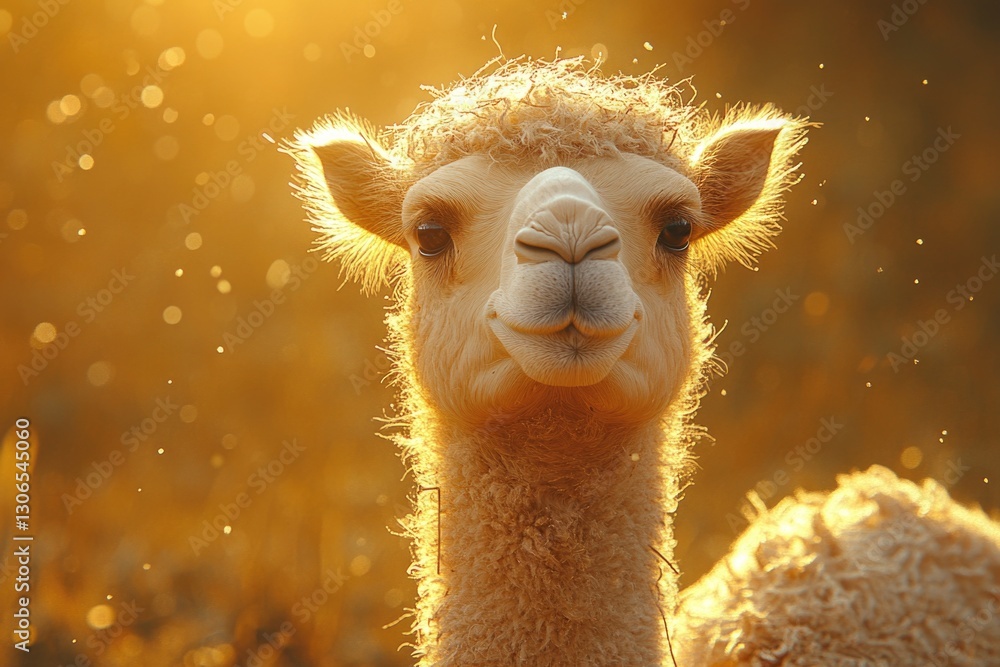 Fototapeta premium Close-up of a llama standing in a green field