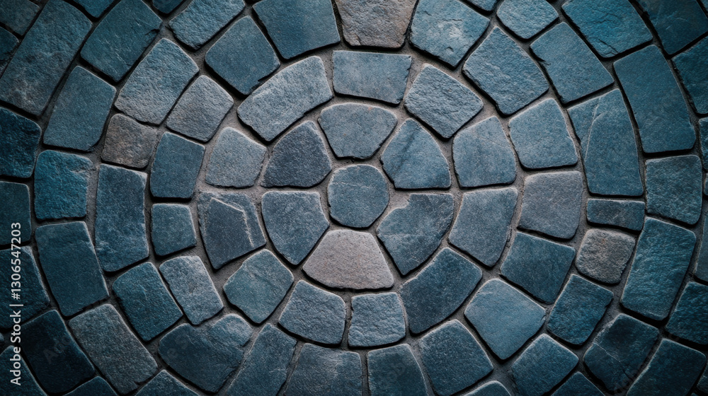 Textured background of round stones arranged in circular pattern, showcasing shades of blue and gray. This design adds natural and artistic touch to any space Textured background of round stones arranged in circular pattern, showcasing shades of blue and gray. This design adds natural and artistic touch to any space