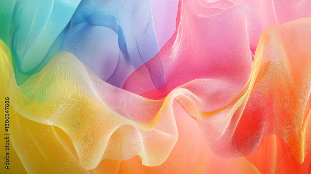 Obraz premium Rainbow fabric flowing, abstract colorful textile background