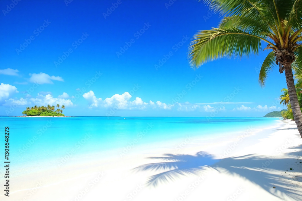 Obraz premium beach with a palm tree on the sand