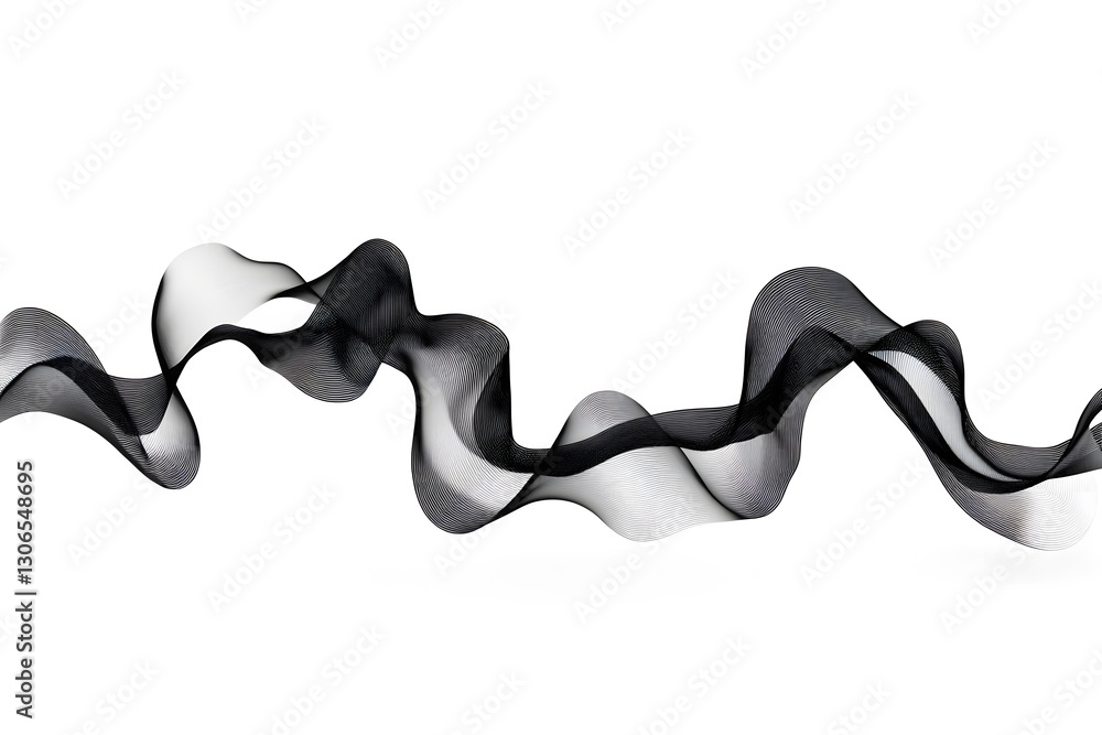 Abstract waving black fabric ribbon isolated on white background Abstract waving black fabric ribbon isolated on white background