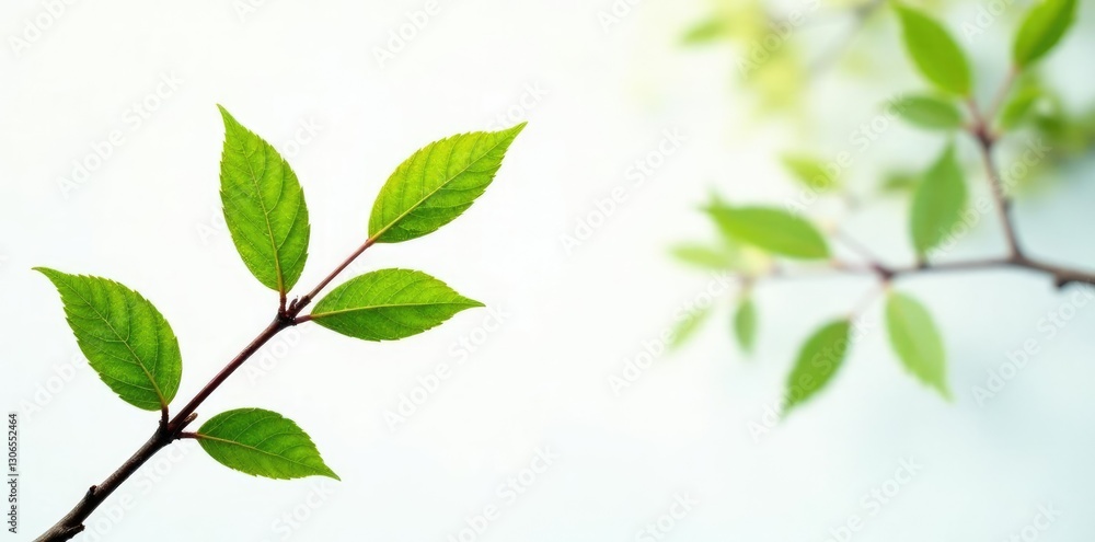 Simple branches with leaves on white background, foliage, wood, nature Simple branches with leaves on white background, foliage, wood, nature