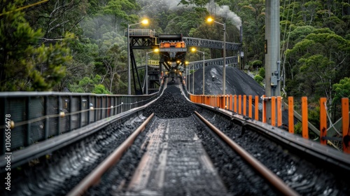 Conveyor Belt Transporting Freshly Mined Coal to Processing Facility