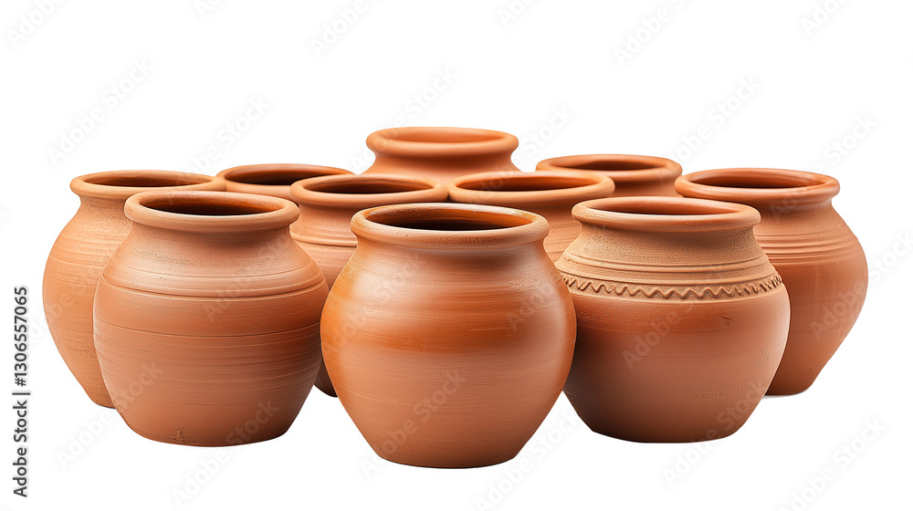 Traditional pottery clay pots isolated on a white background Traditional pottery clay pots isolated on a white background