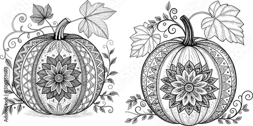 mandala hand pumpkin vector graphic