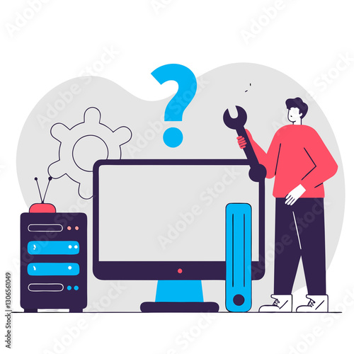 Computer troubleshooting concept illustration representing diagnostics and technical support  
