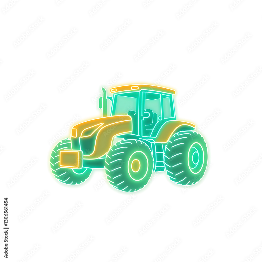 Obraz premium Tractor holographic 3D icon. neon symbol vector illustration isolated on white background. Generative AI