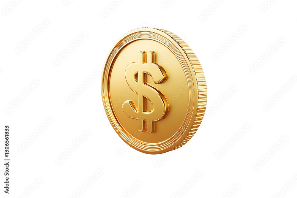Golden coin with a dollar sign on Transparent PNG format Background. Golden coin with a dollar sign on Transparent PNG format Background.