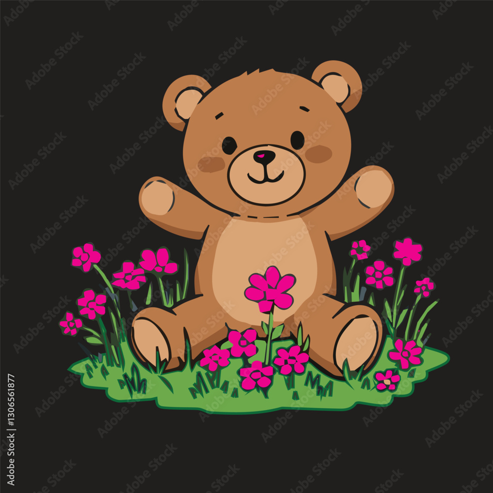 Fototapeta premium teddy bear t-shirt design for children and lady