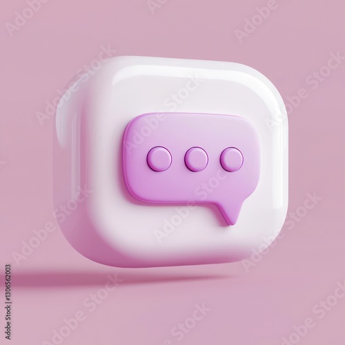 Contemporary chat icon, 3D sleek design.