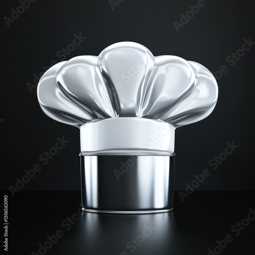 Cooking symbol in sleek 3D Chef Hat Icon.