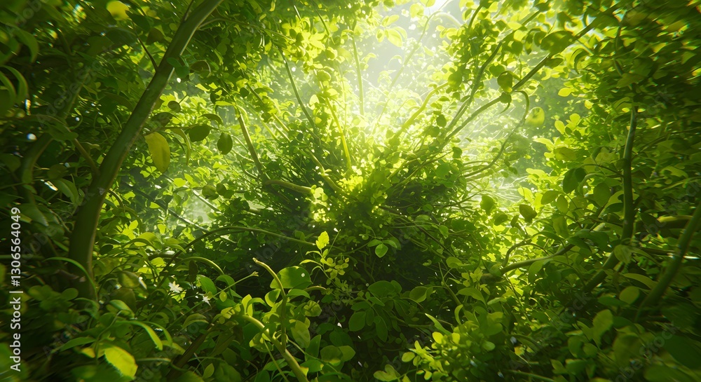 Fototapeta premium Sunlit Canopy: A Lush Green Forest