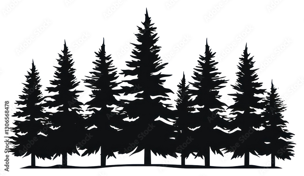 Fototapeta premium PNG Pine tree silhouette clip art chandelier stencil plant.