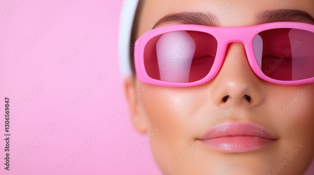 Focused application of laser treatment on face at a modern spa for skin spot removal Focused application of laser treatment on face at a modern spa for skin spot removal
