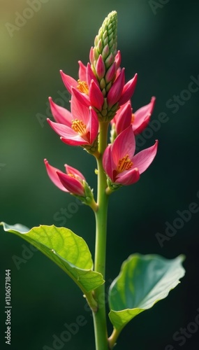 Foglie lanceolate e larghe sulla parte superiore del fusto, herbaceous stems, stem, flora photo