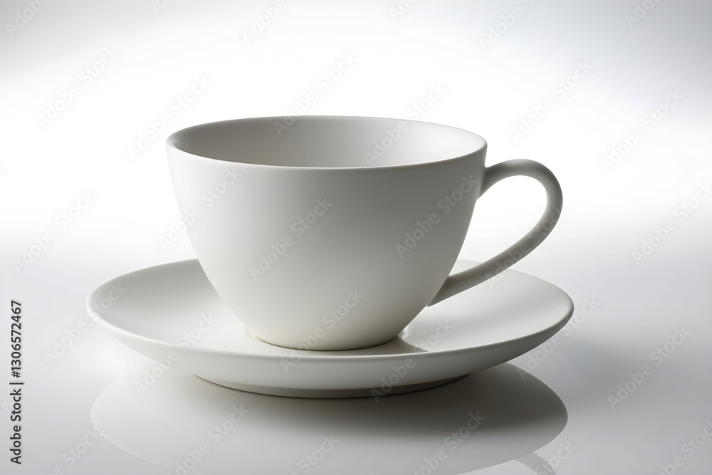 A stylish ceramic coffee cup with matching saucer, minimalist modern design, high-quality porcelain, isolated on a white background. A stylish ceramic coffee cup with matching saucer, minimalist modern design, high-quality porcelain, isolated on a white background.