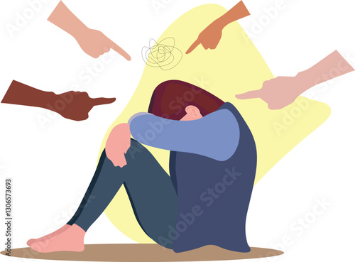 social bully causing depression vector 