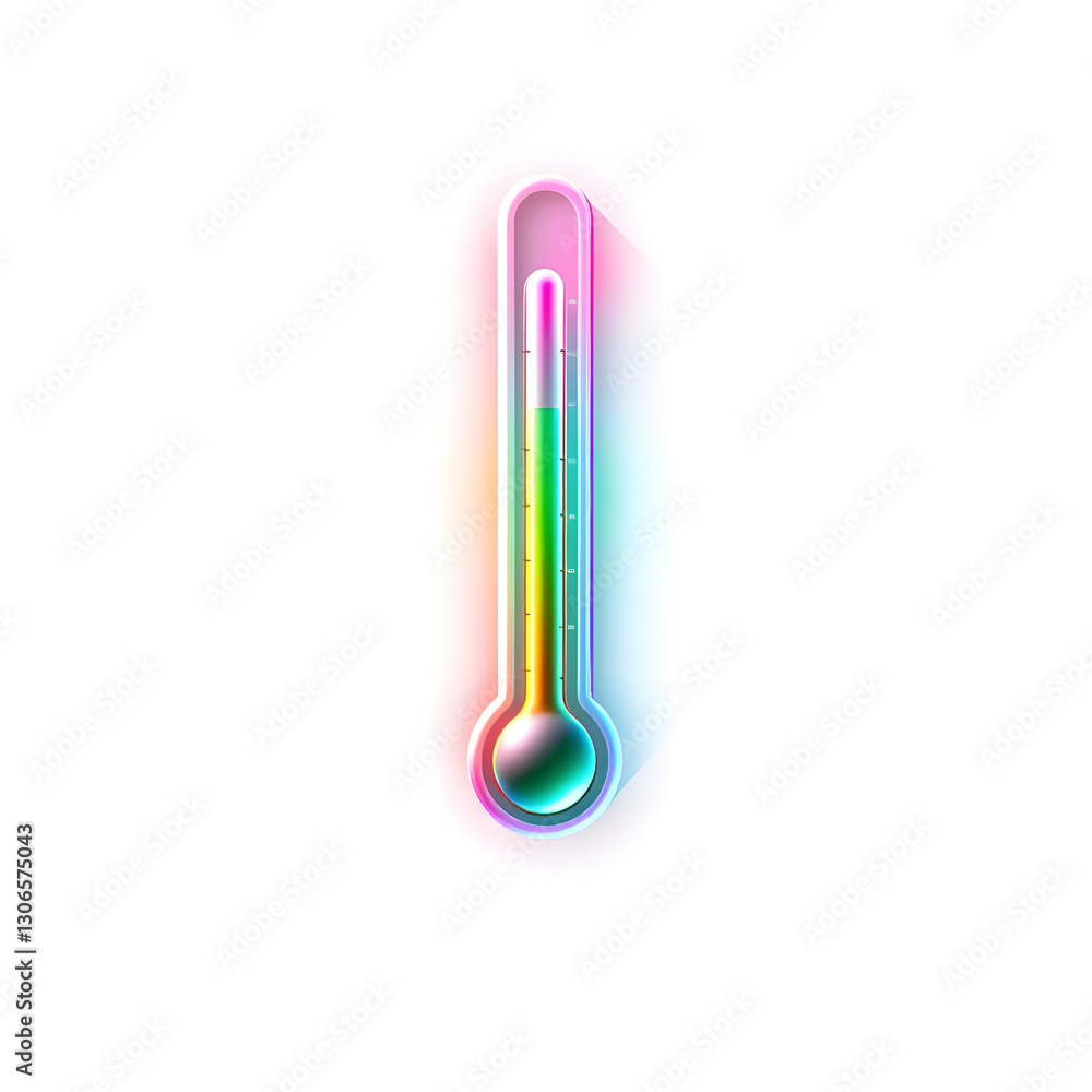 Thermometer holographic 3D icon. neon symbol vector illustration isolated on white background. Generative AI Thermometer holographic 3D icon. neon symbol vector illustration isolated on white background. Generative AI
