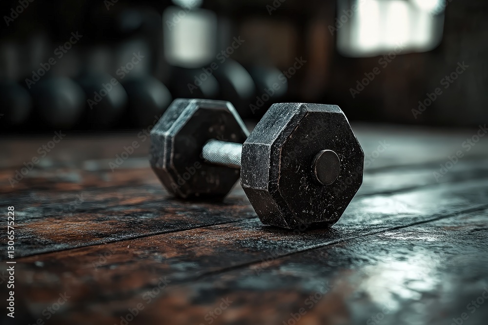Strength and Power Building Equipment is Placed on a Rustic Wooden Floor in a Well-Lit Gym Environment Strength and Power Building Equipment is Placed on a Rustic Wooden Floor in a Well-Lit Gym Environment