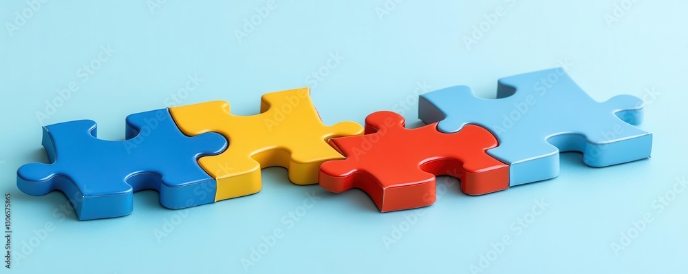 Obraz premium jigsaw puzzle pieces flat design front view toy theme water color Split-complementary color scheme
