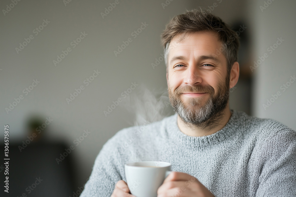 Happy man holding a cup of coffee.
Front view Happy man holding a cup of coffee.
Front view