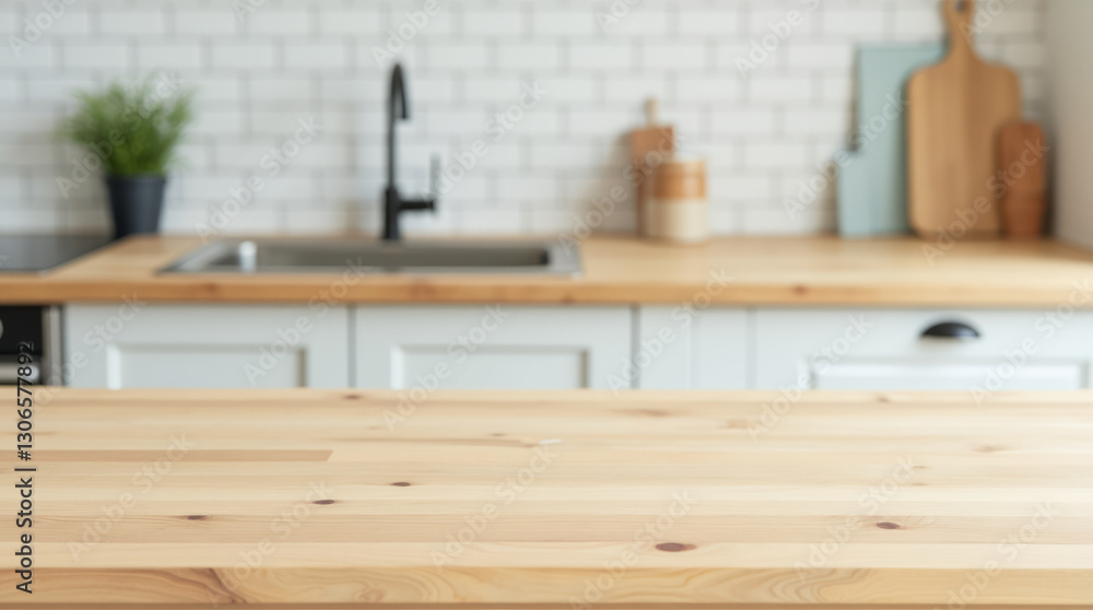 Close-Up of Light Wood Countertop with Smooth Minimalist Textures Close-Up of Light Wood Countertop with Smooth Minimalist Textures
