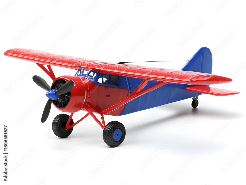 Red and blue toy airplane isolated on a white background. Red and blue toy airplane isolated on a white background.