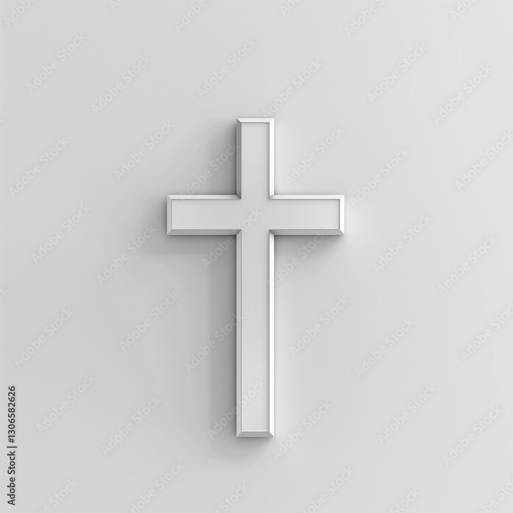 A minimalist, white cross symbol displayed prominently against a soft gray background. A minimalist, white cross symbol displayed prominently against a soft gray background.