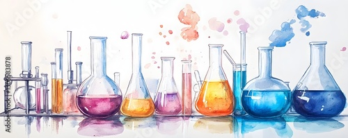Colorful Lab Glassware on a Table
