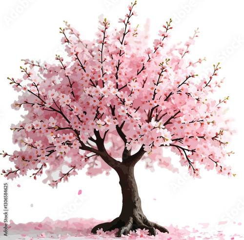 Beautiful Pink Cherry Blossom Tree in Spring
