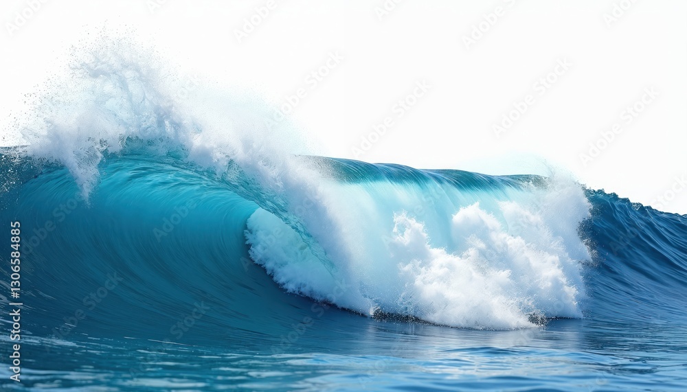 Isolated blue sea wave with white foam. Transparent and white background. Marine wildlife aquatic element. Dynamic energy power force crest breaking. Summer vacation tropical nature for design. Isolated blue sea wave with white foam. Transparent and white background. Marine wildlife aquatic element. Dynamic energy power force crest breaking. Summer vacation tropical nature for design.