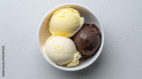 A bowl of creamy Italian gelato in three different flavors