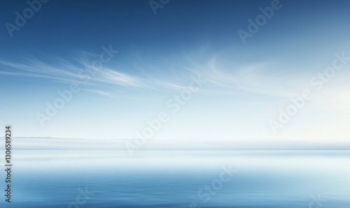 Calm Water and Blue Sky with Wispy Clouds Creating a Serene Scene