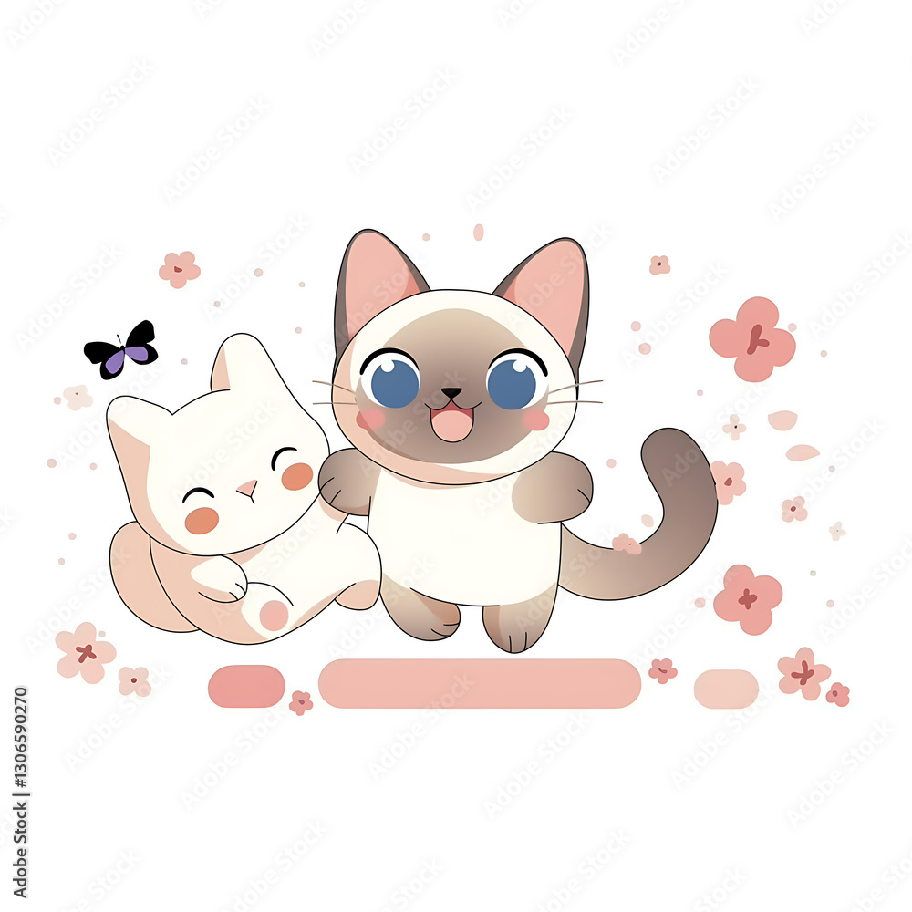 Playful and whimsical cat illustrations in vibrant and minimalist designs Playful and whimsical cat illustrations in vibrant and minimalist designs
