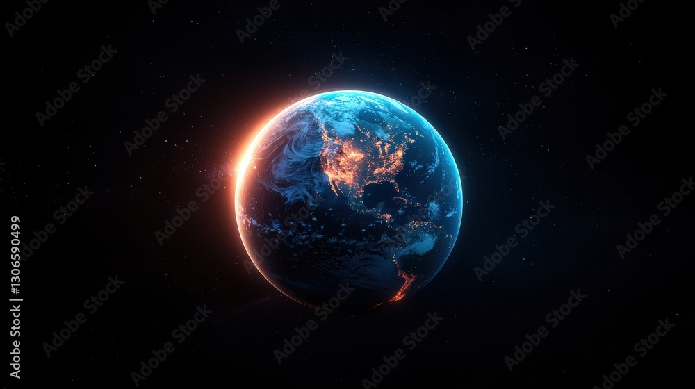Earth from Space, Night View Earth from Space, Night View