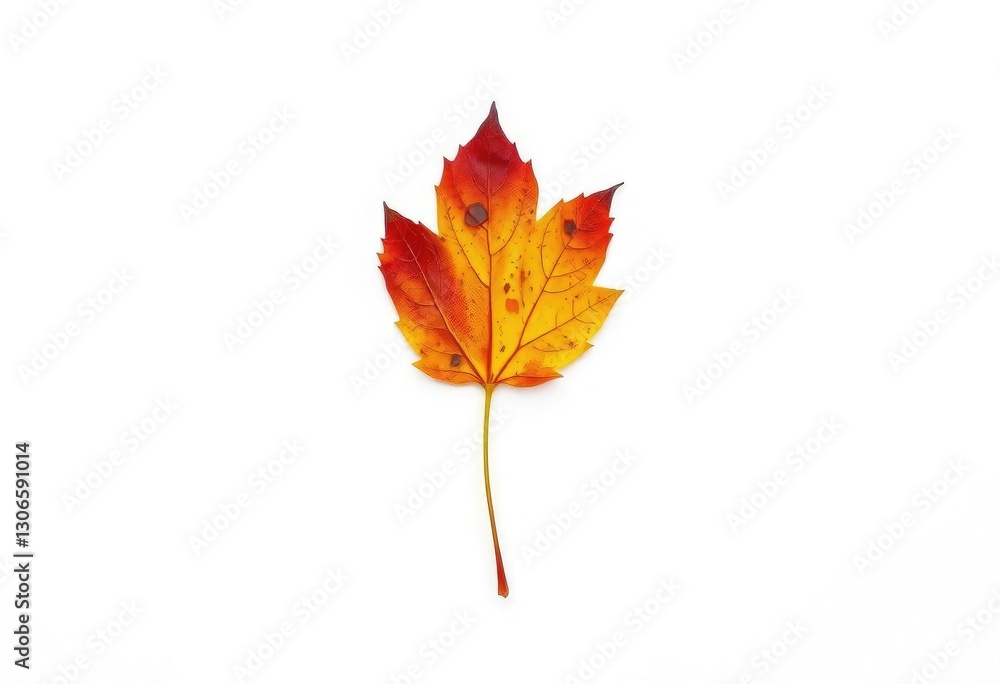 Single autumn leaf isolated on white background, foliage, illustration Single autumn leaf isolated on white background, foliage, illustration